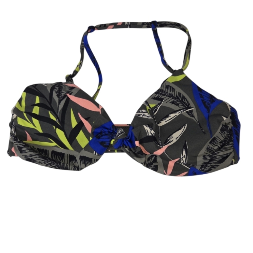 Athleta Midnight Palm Knot Front Bikini Top Size S NWT